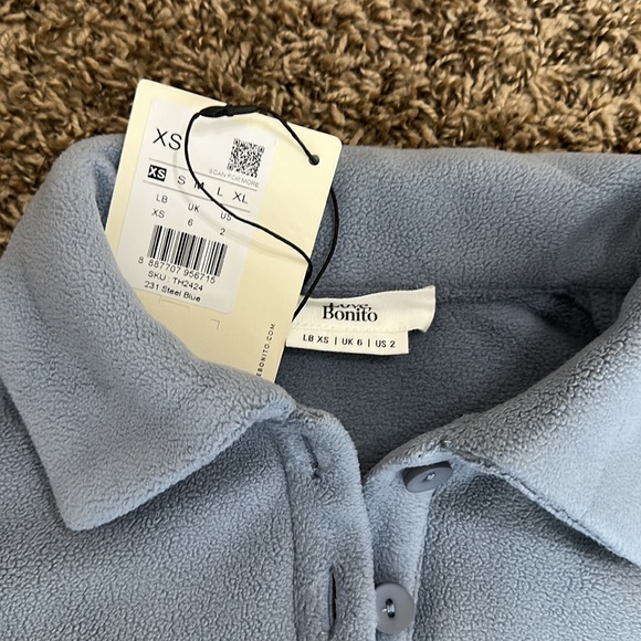 SOLD!! NWT Love, Bonito Shelby Micro-fleece Drawstring Top in Steel Blue - Picture 6 of 6